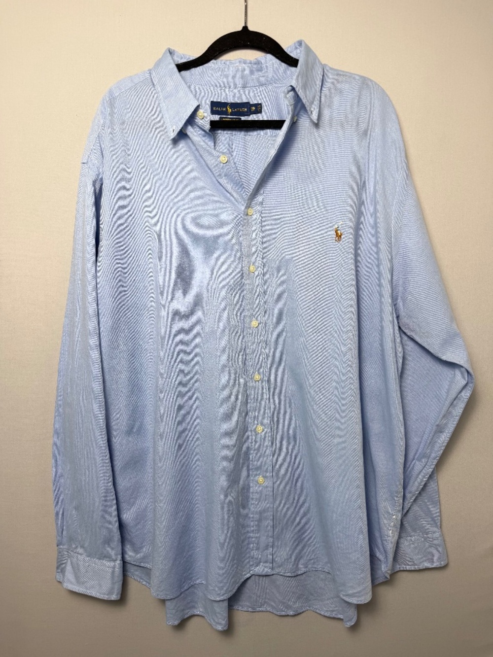 Ralph Lauren Chambray Oxford Shirt Mens 2XB Blue Long Sleeve Big & Tall Pony